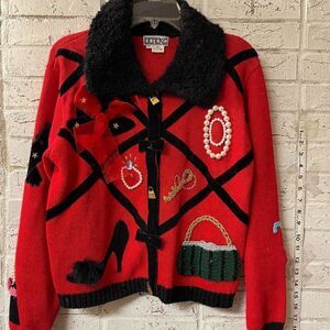 Vintage Berek Novelty Purse Beauty Shoe Red Cardigan Medium